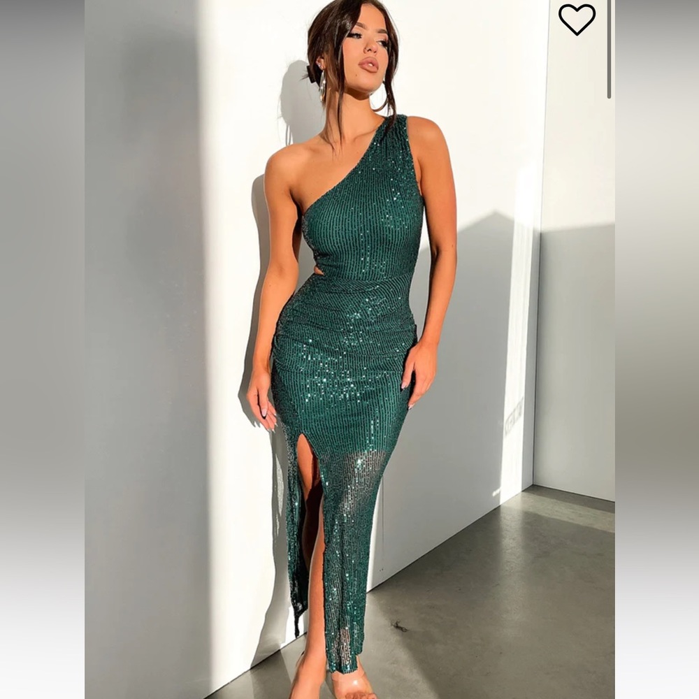 DURA MIDI DRESS - EMERALD SEQUIN